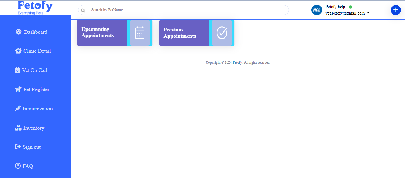 Cloud Based Veterinary Software Petofy OPHR Screenshot