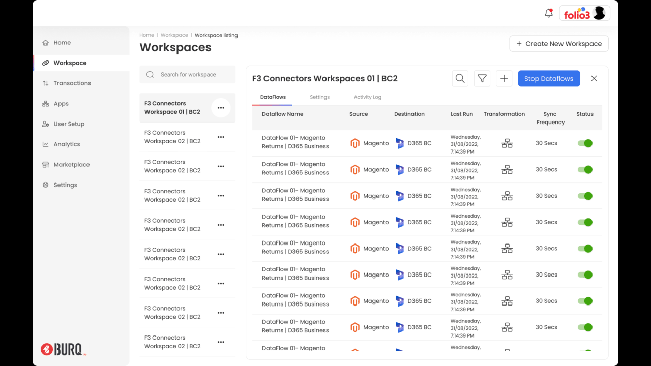 BURQ iPaaS Screenshot