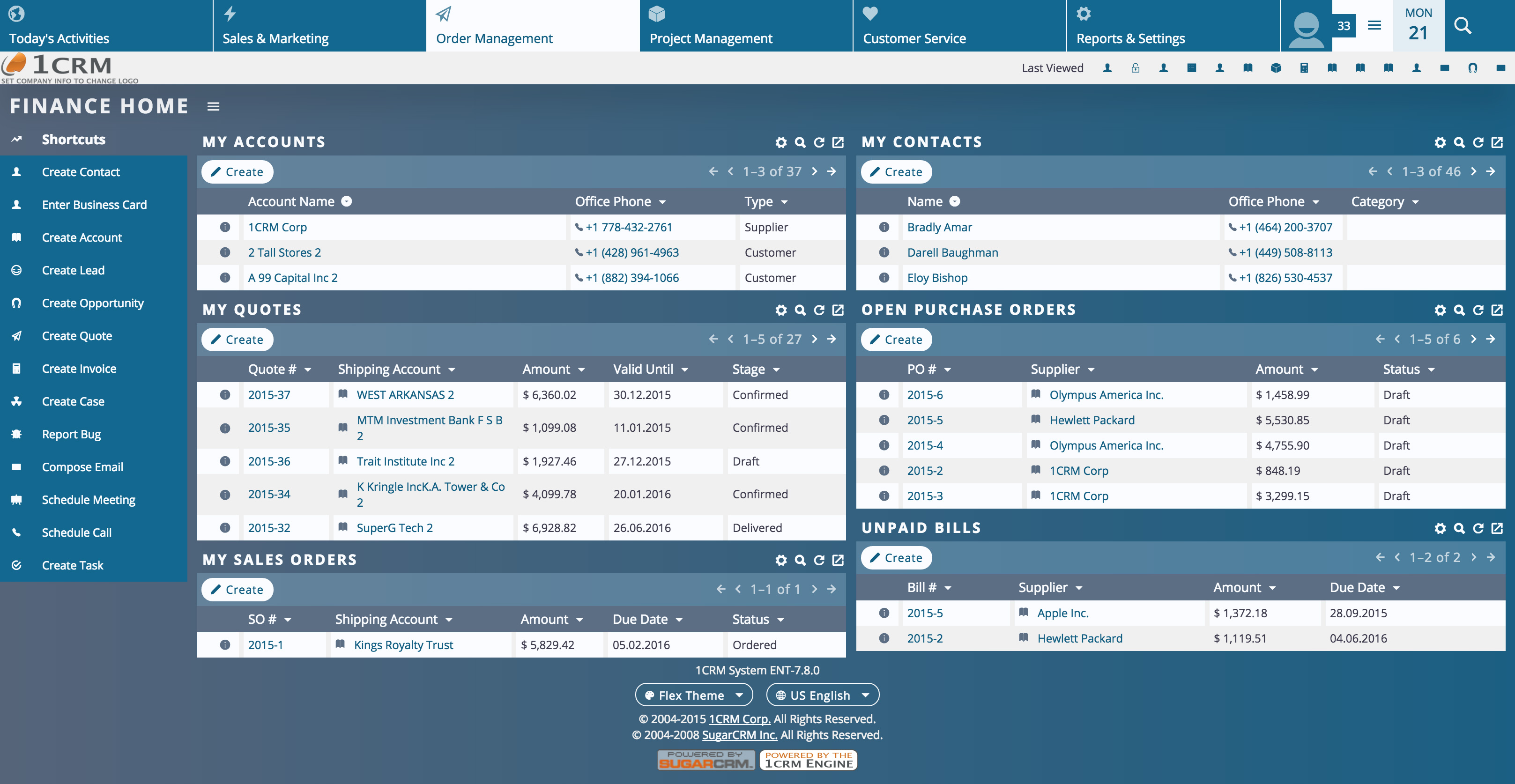 1CRM Screenshot