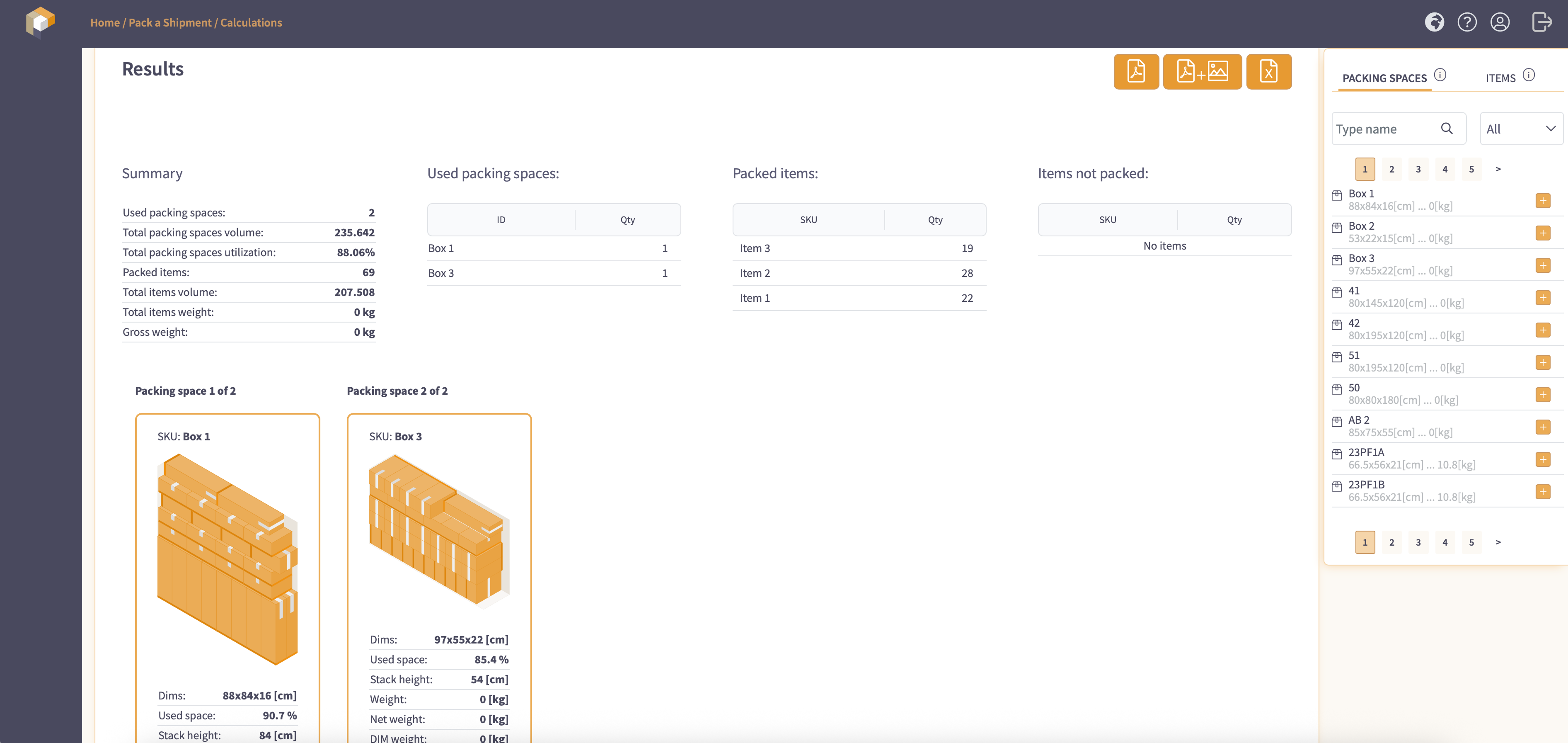 3DBinPacking Screenshot