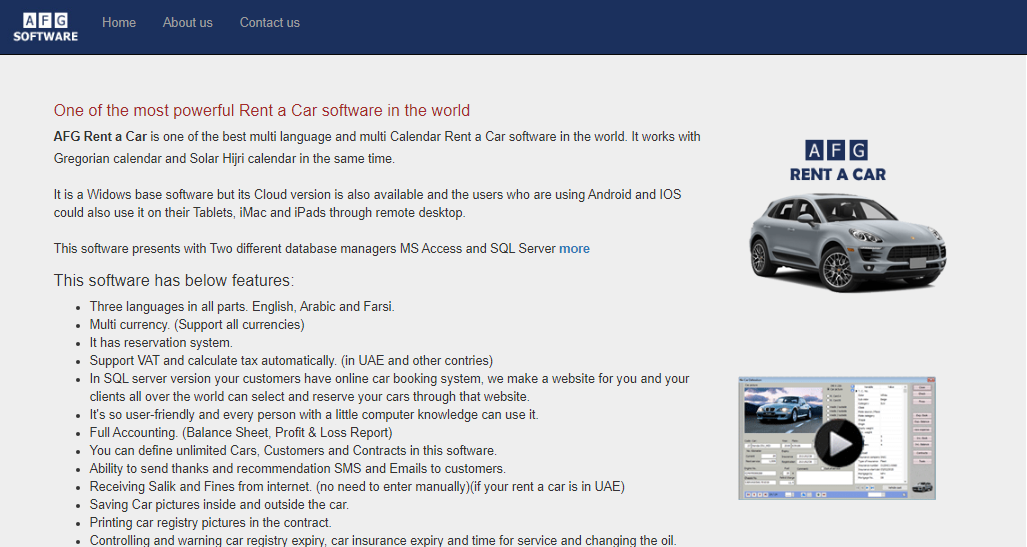 AFG Rent A Car Screenshot