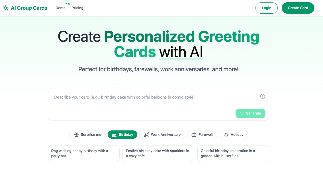 AI Group Cards Screenshot