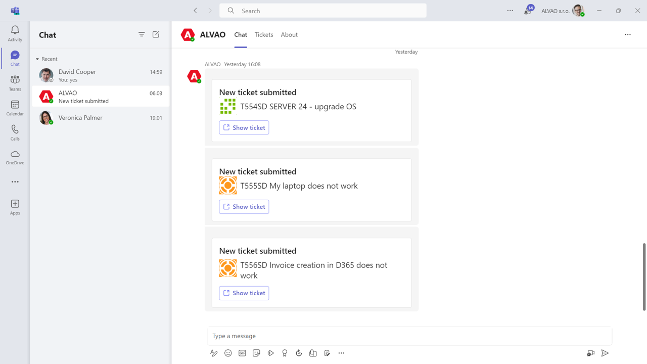 ALVAO Service Desk Screenshot