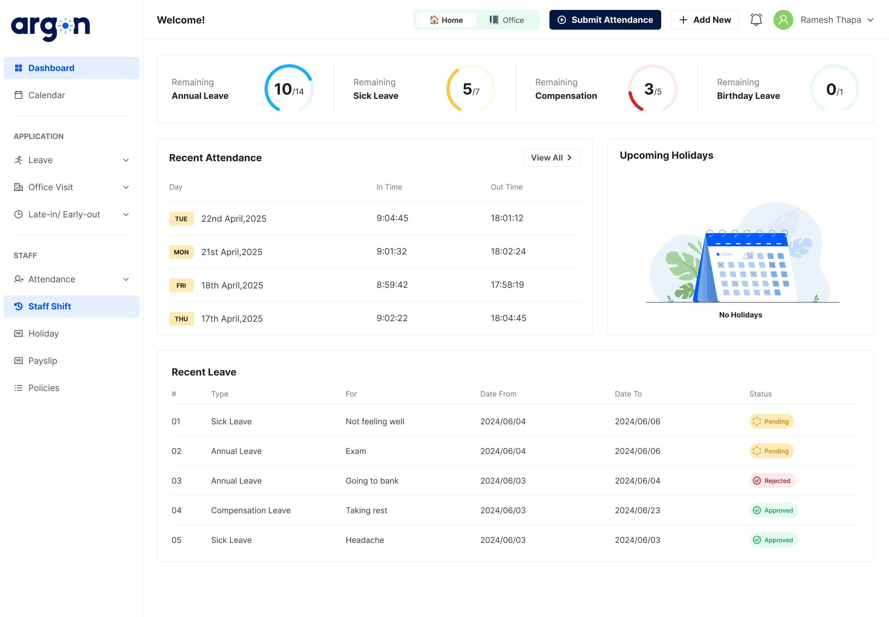 Argon HCM Screenshot