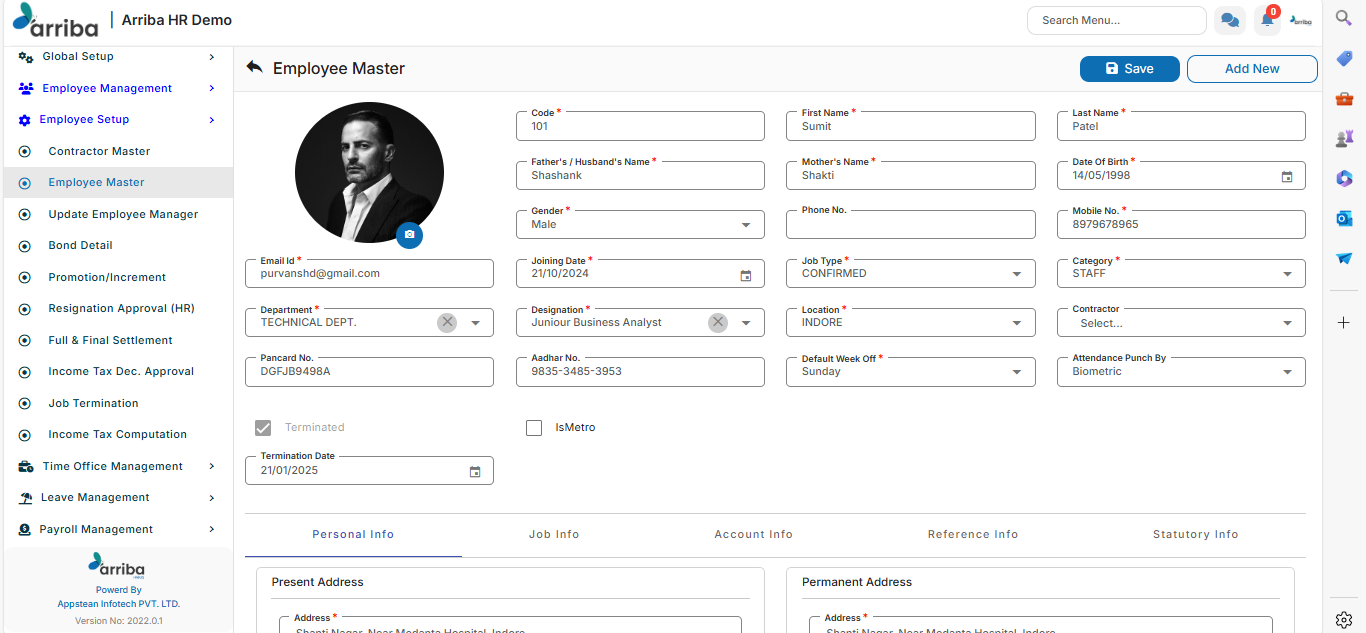 Arriba HRMS Screenshot
