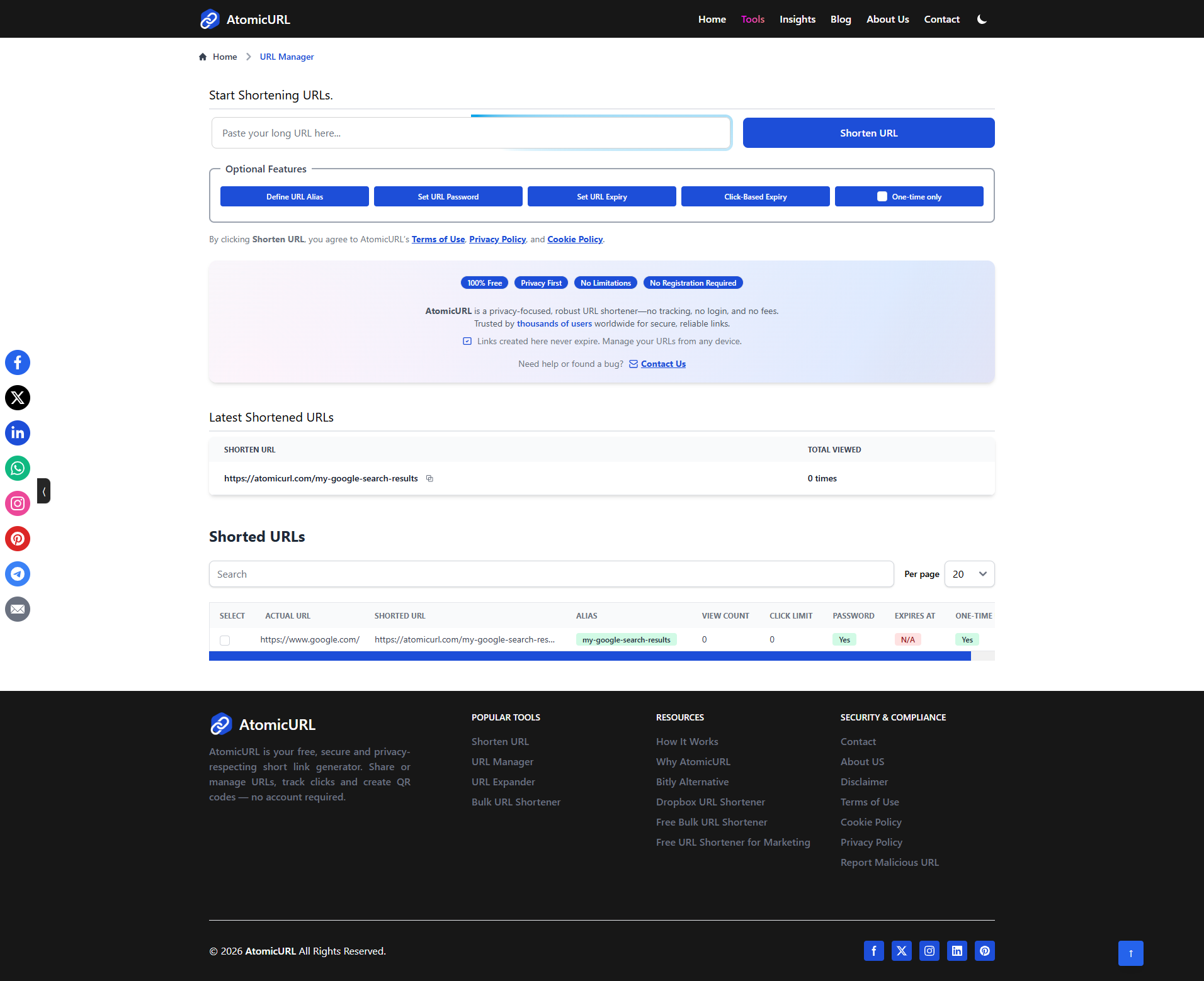 AtomicURL Screenshot