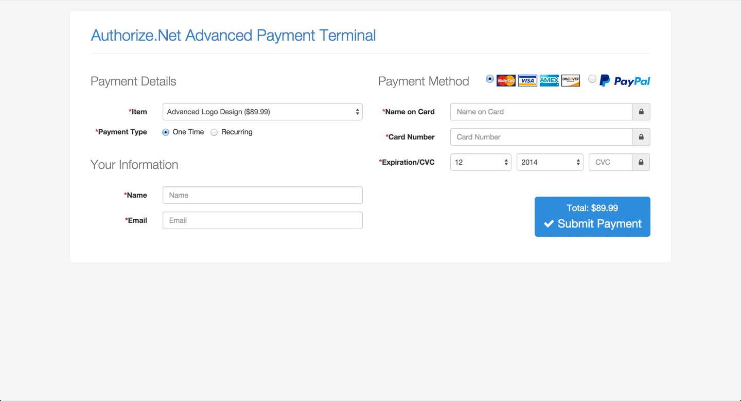 Authorize.net Screenshot