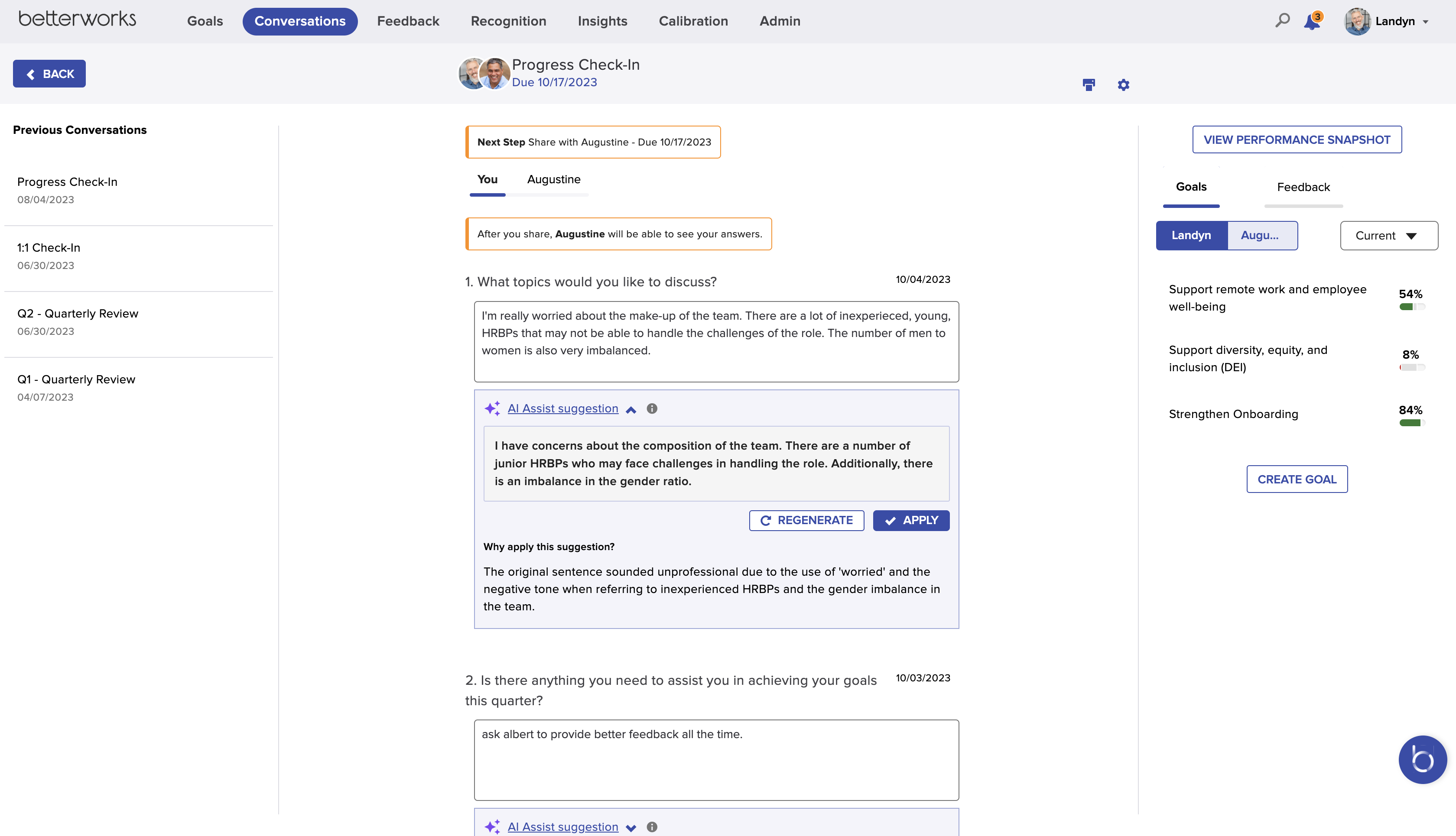 Betterworks screenshot & Video