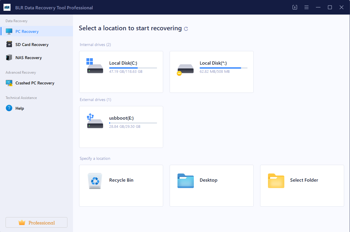 BLR Data Recovery Tool Screenshot