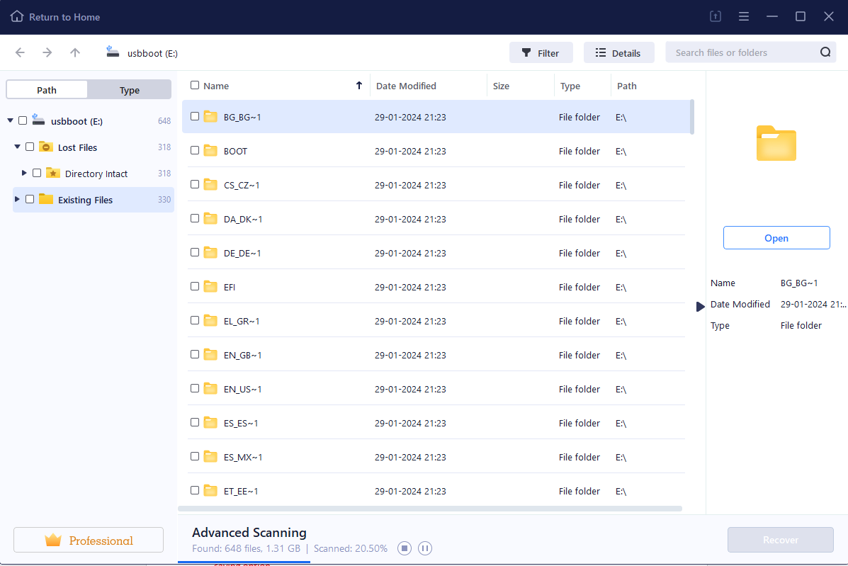 BLR Data Recovery Tool Screenshot