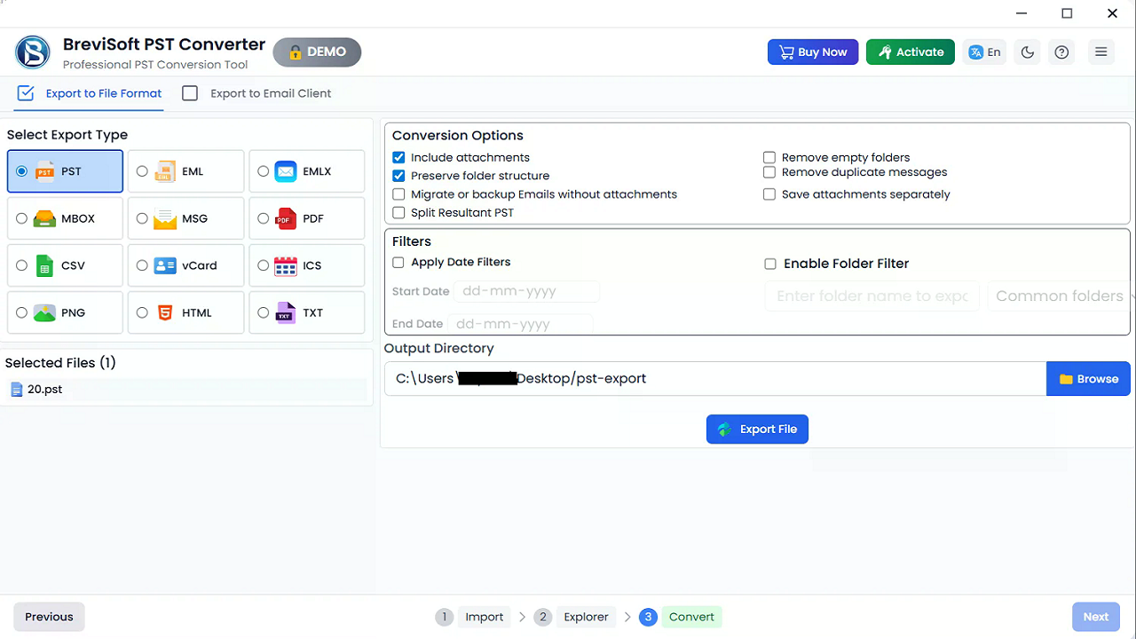 BreviSoft PST File Converter Screenshot