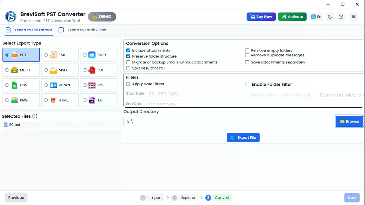 BreviSoft PST File Converter Screenshot