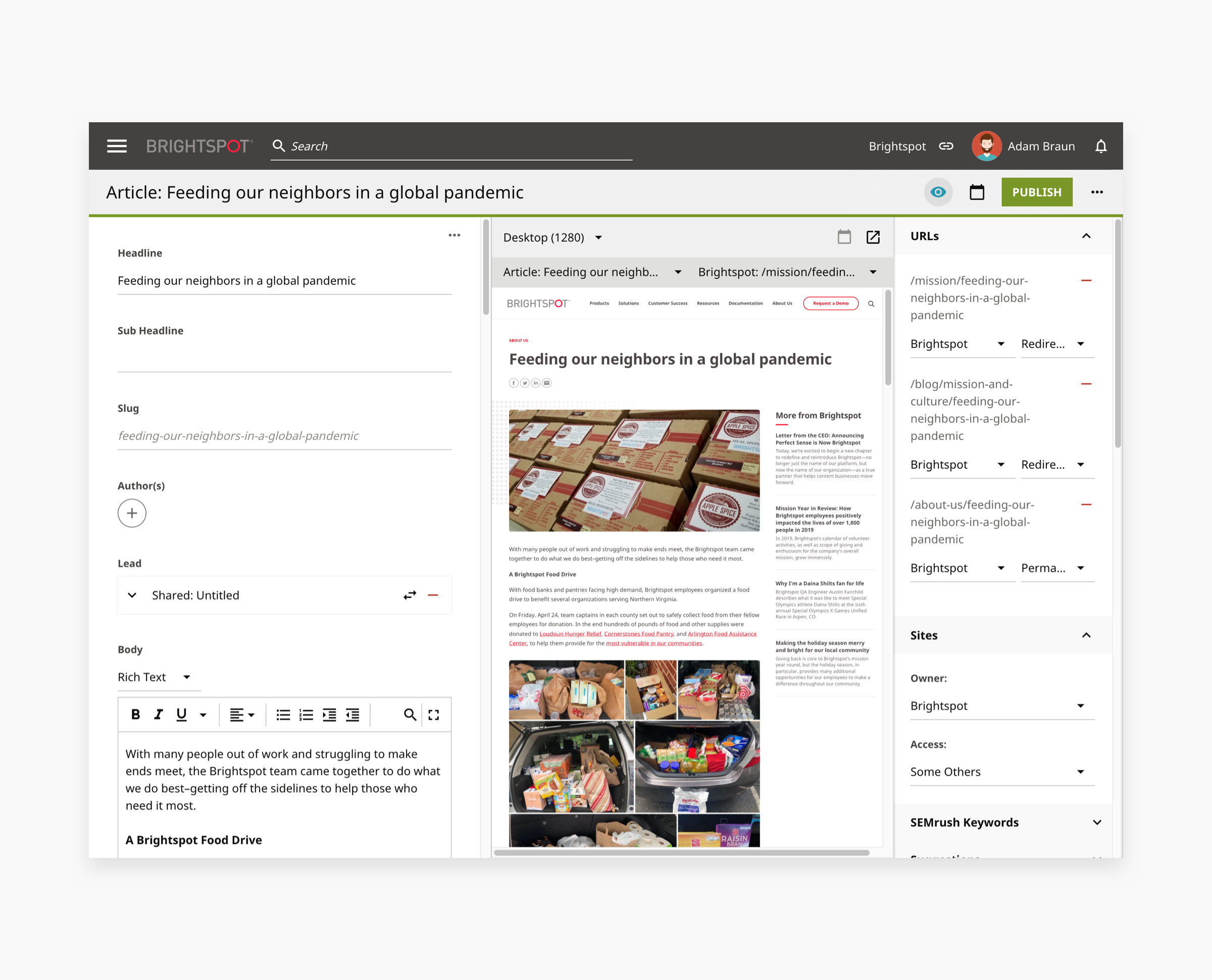 Brightspot Screenshot