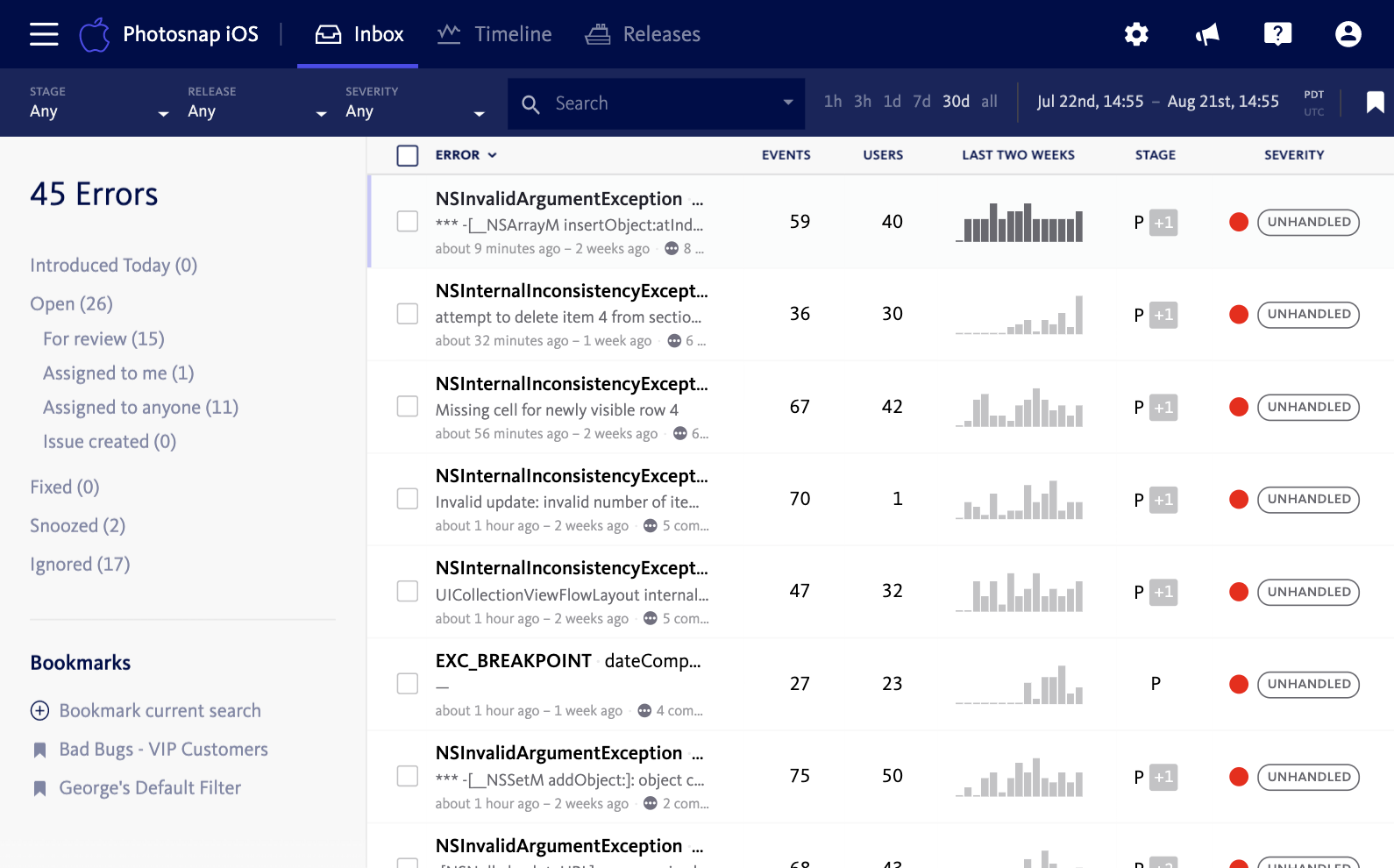 BugSnag Screenshot