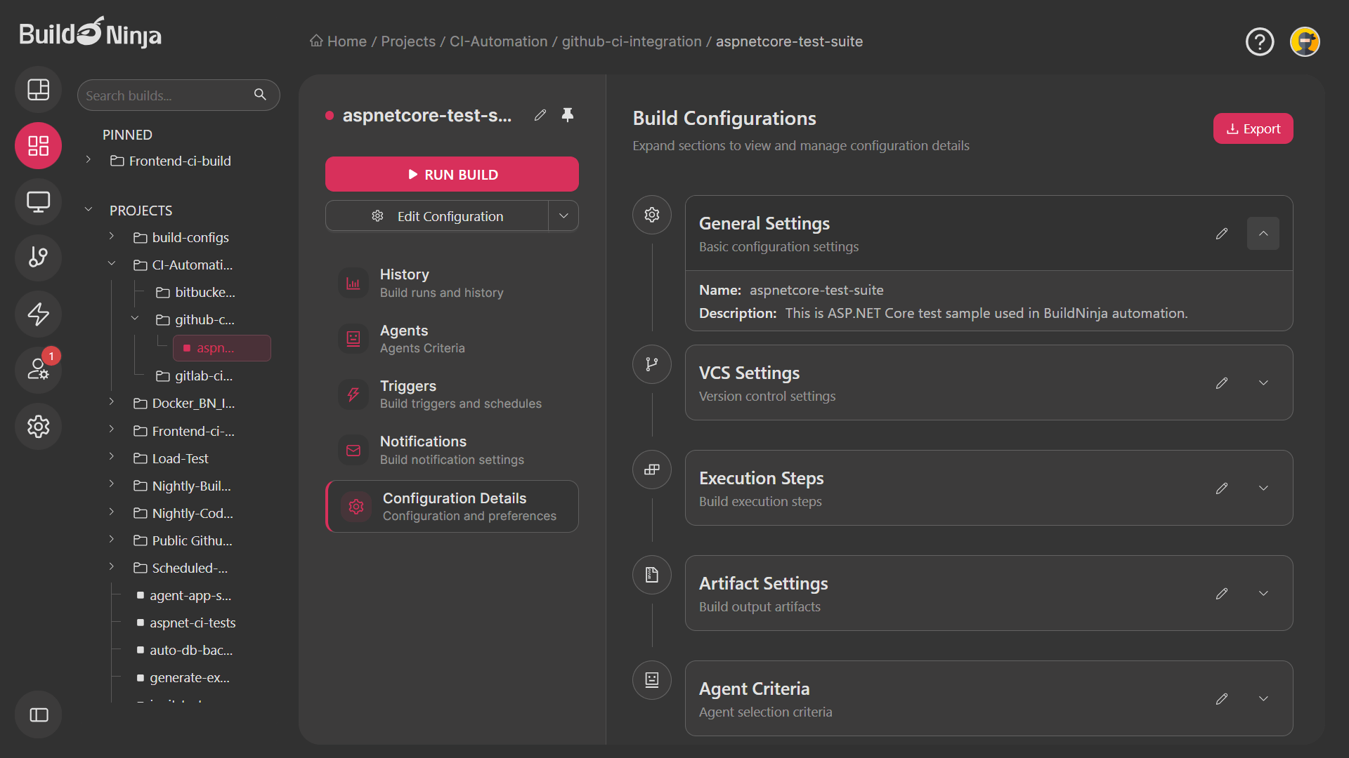 BuildNinja Screenshot