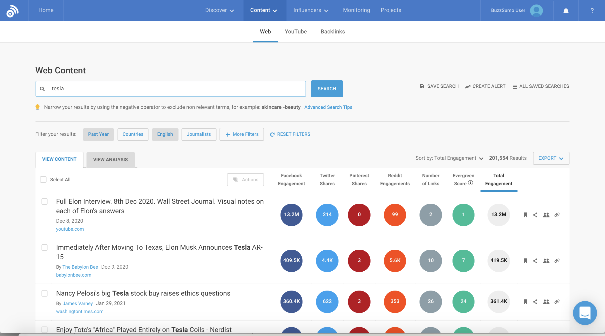 BuzzSumo screenshot & Video