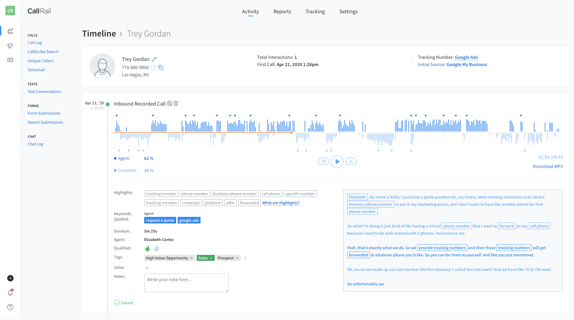 CallRail Screenshot