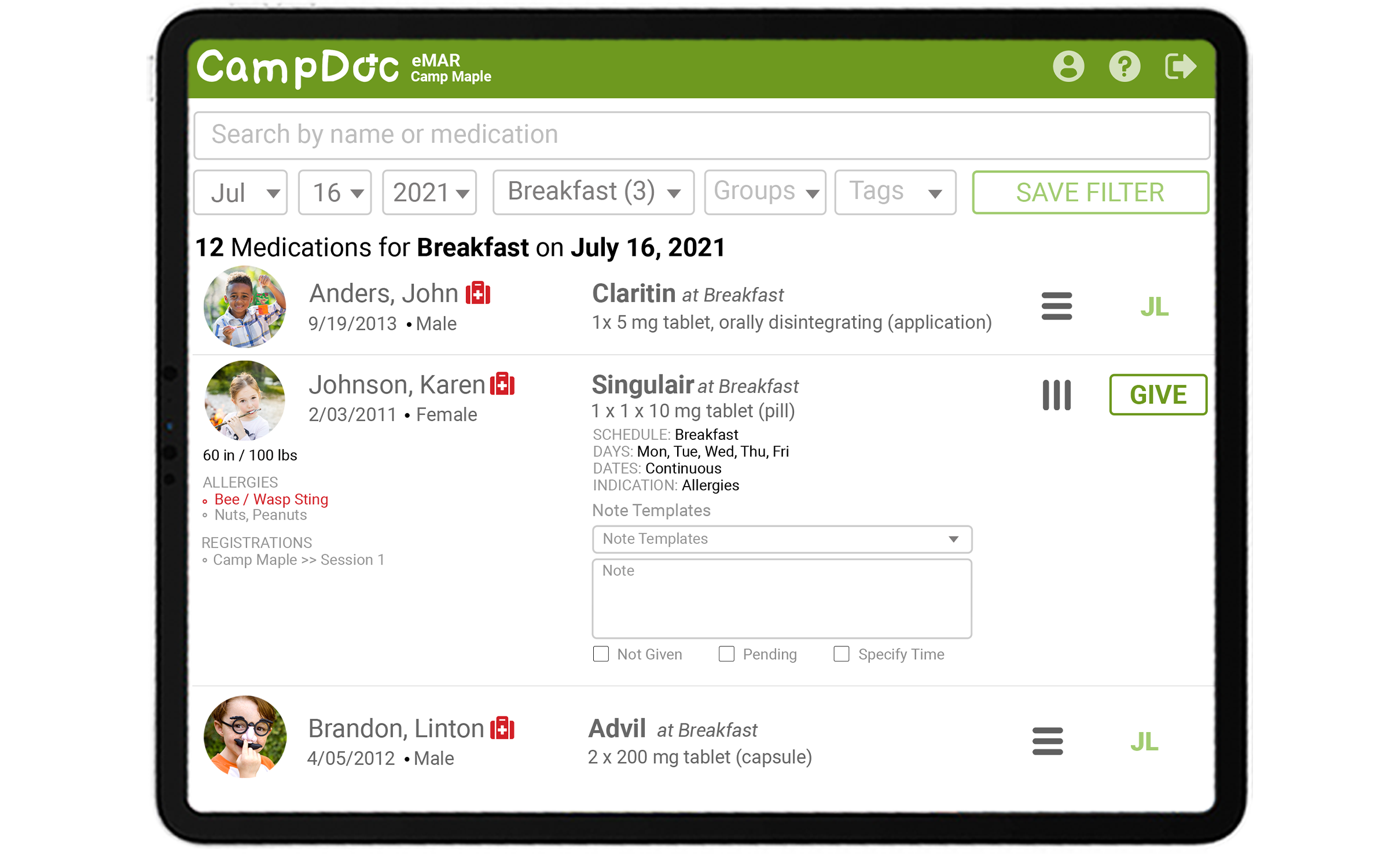 CampDoc Screenshot