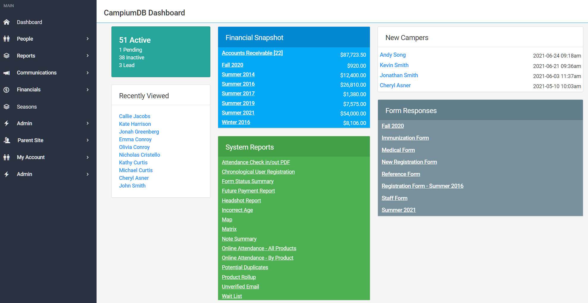 CampiumDB Screenshot