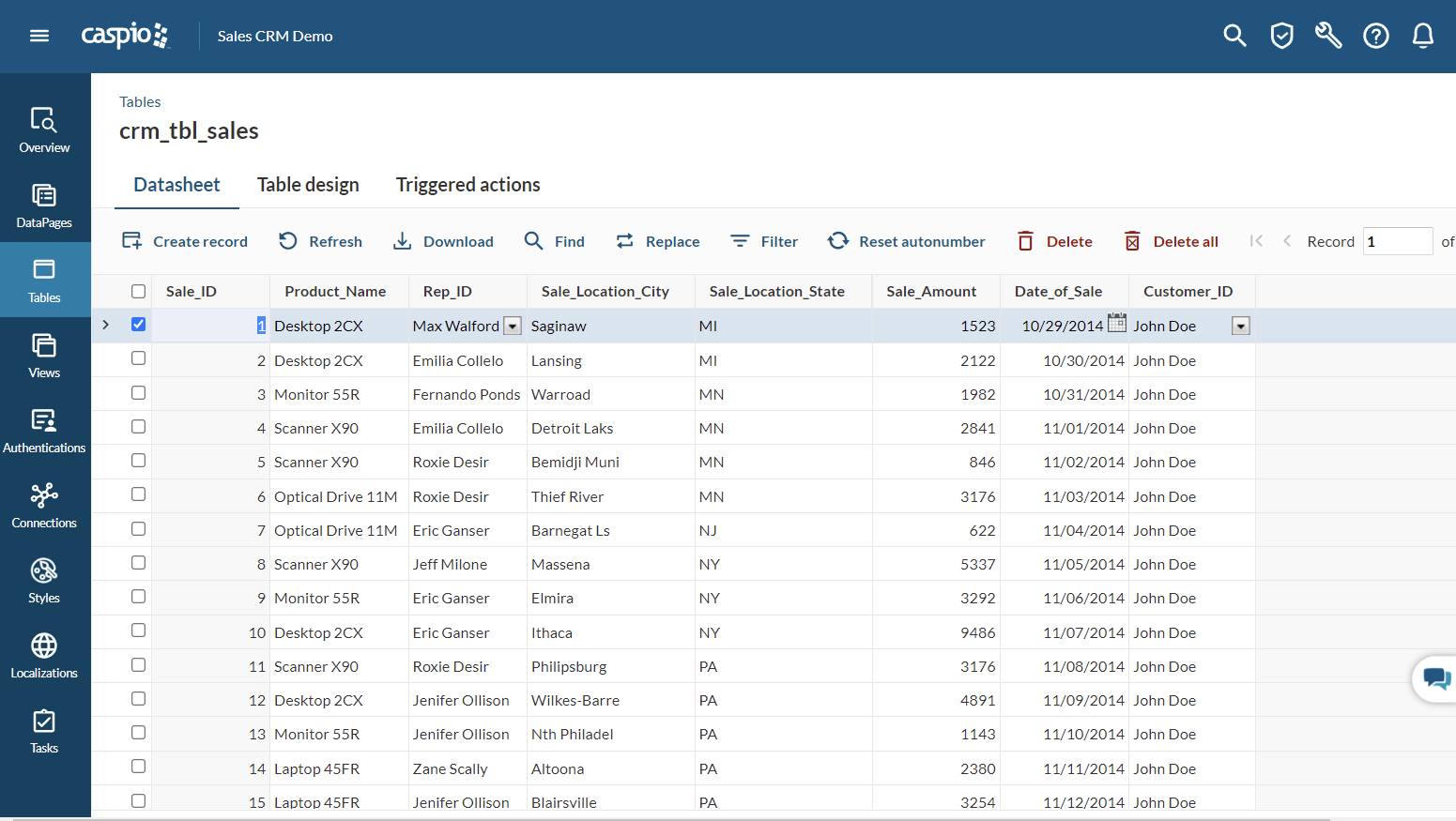 Caspio Screenshot