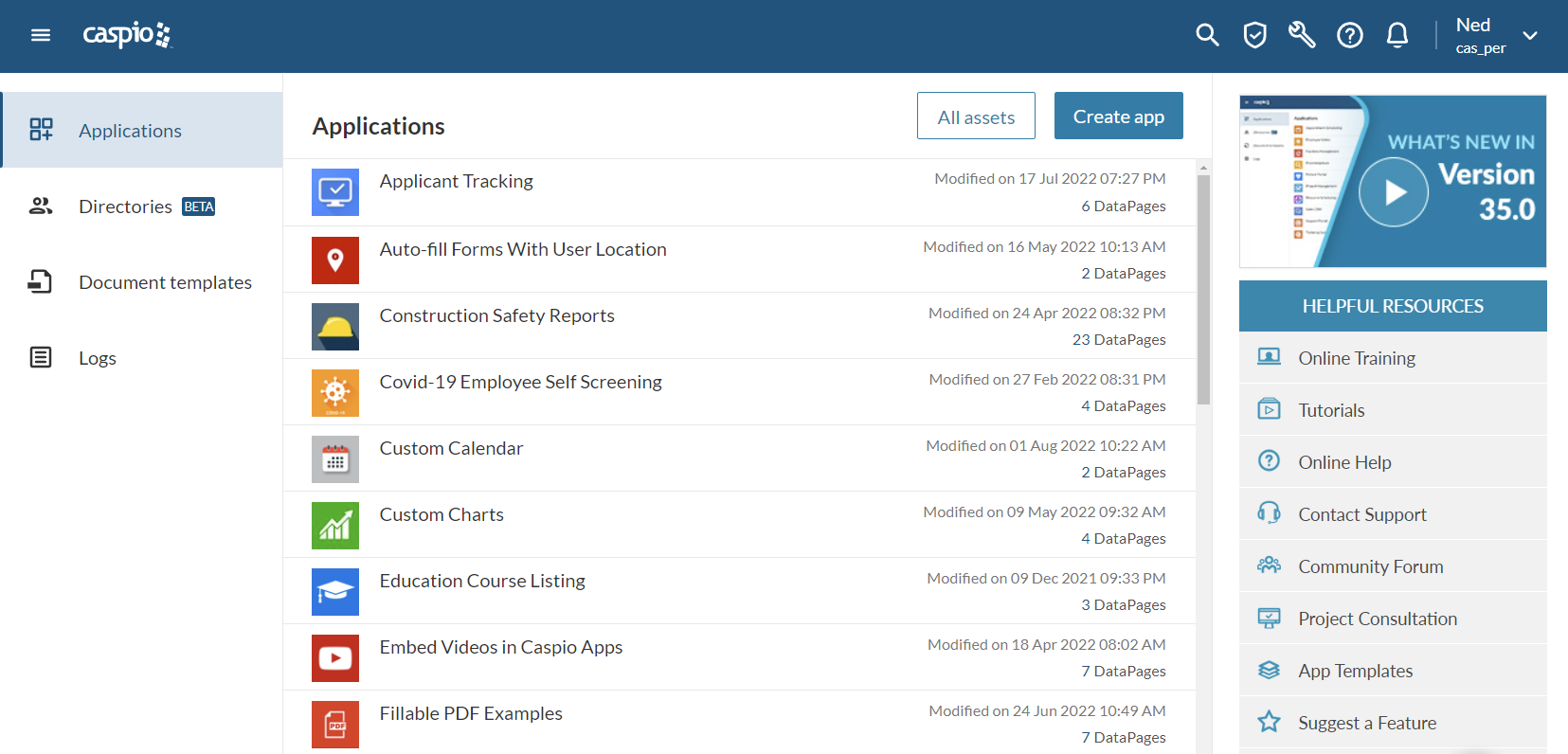 Caspio Screenshot