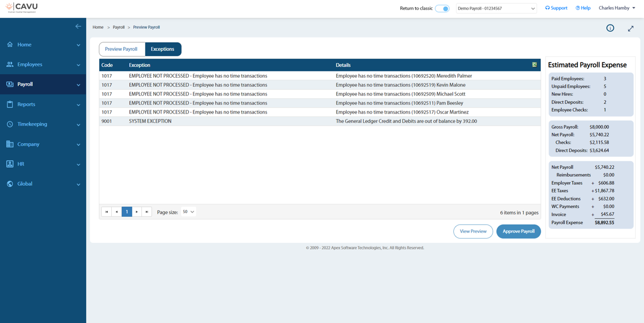 CAVU HCM Screenshot