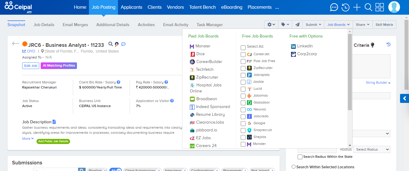 Ceipal ATS Screenshot