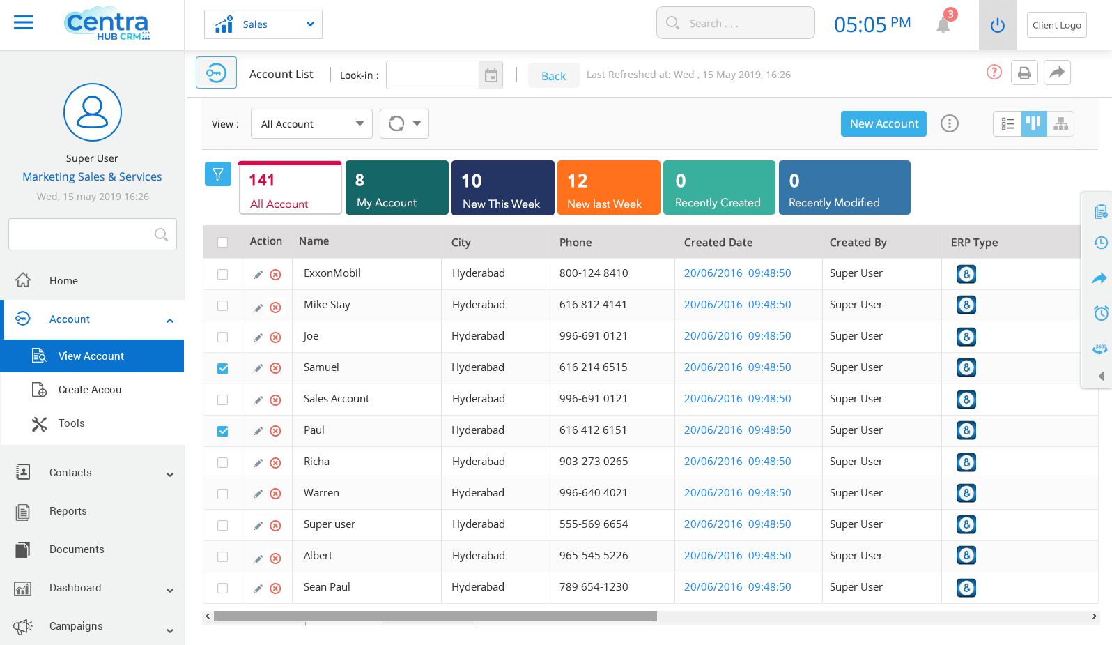 CentraHub CRM Screenshot
