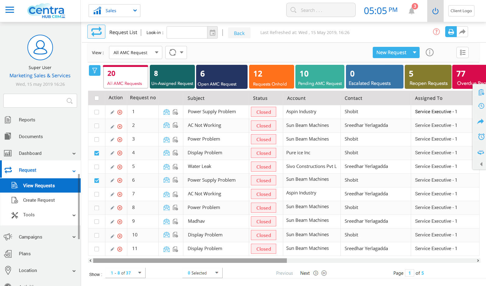 CentraHub CRM Screenshot
