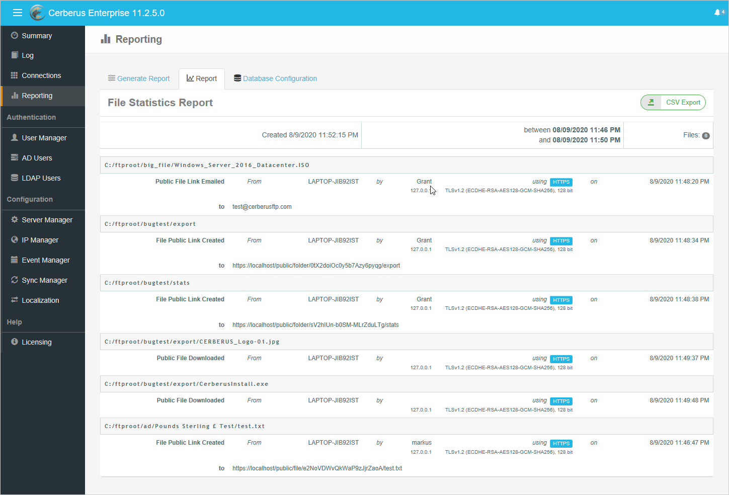 Cerberus FTP Server Screenshot