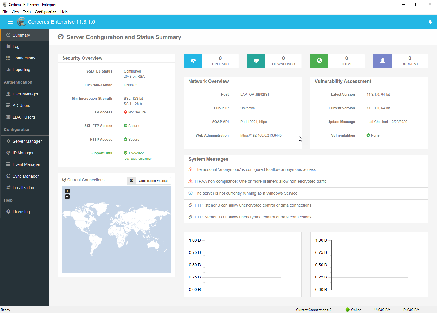 Cerberus FTP Server Screenshot