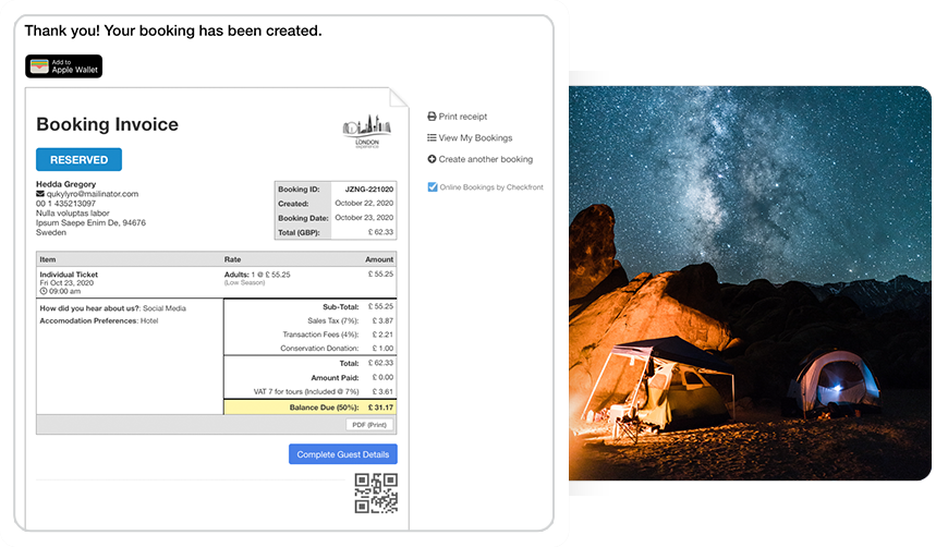 Checkfront Screenshot