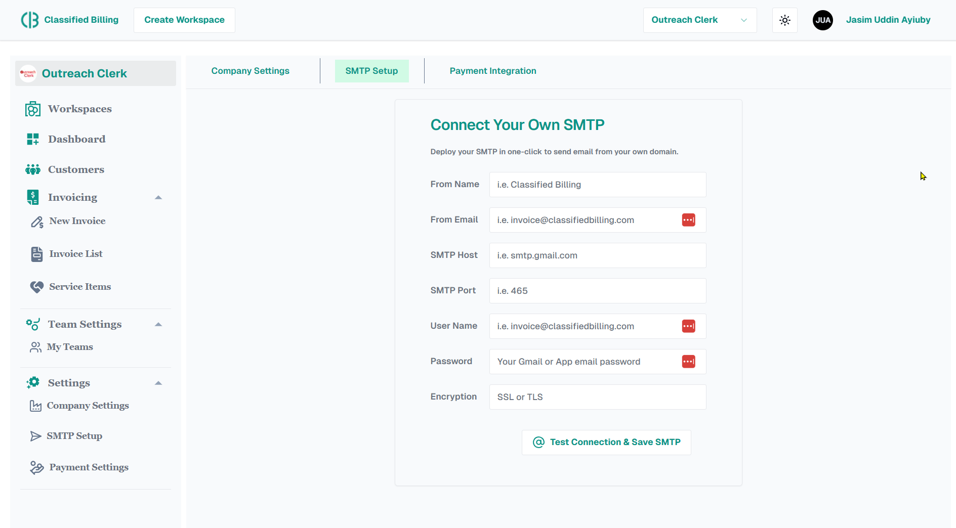 Classified Billing Screenshot