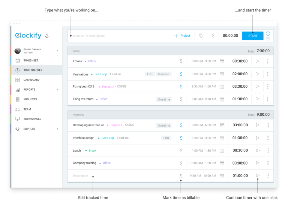 Clockify Screenshot