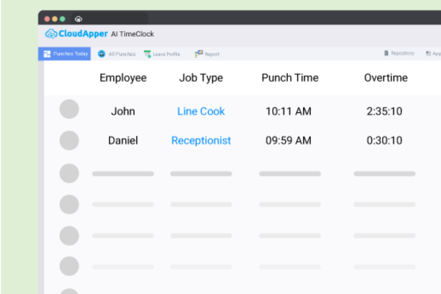 CloudApper AI TimeClock Screenshot