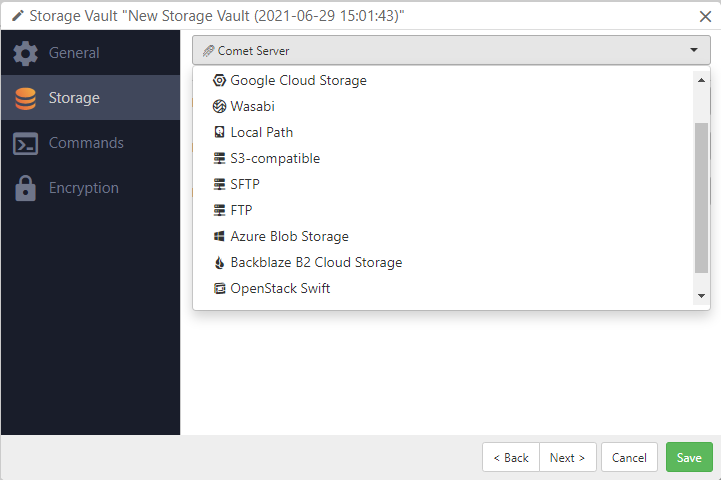 Comet Backup Screenshot