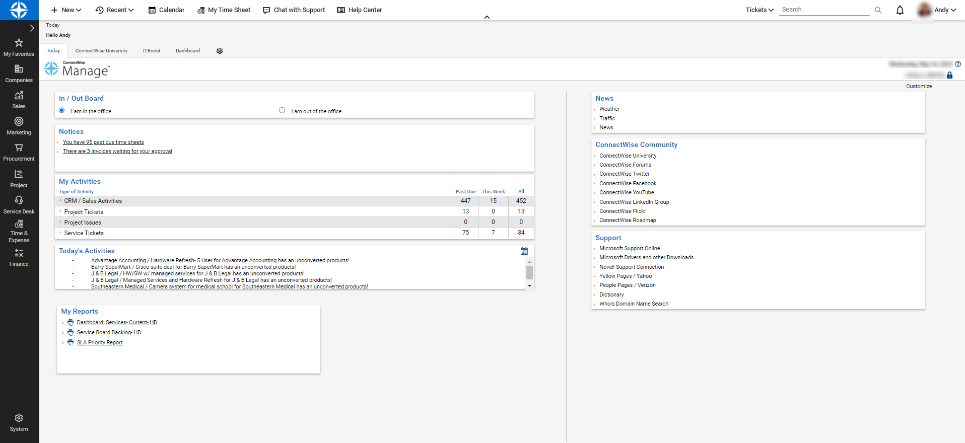 ConnectWise PSA Screenshot