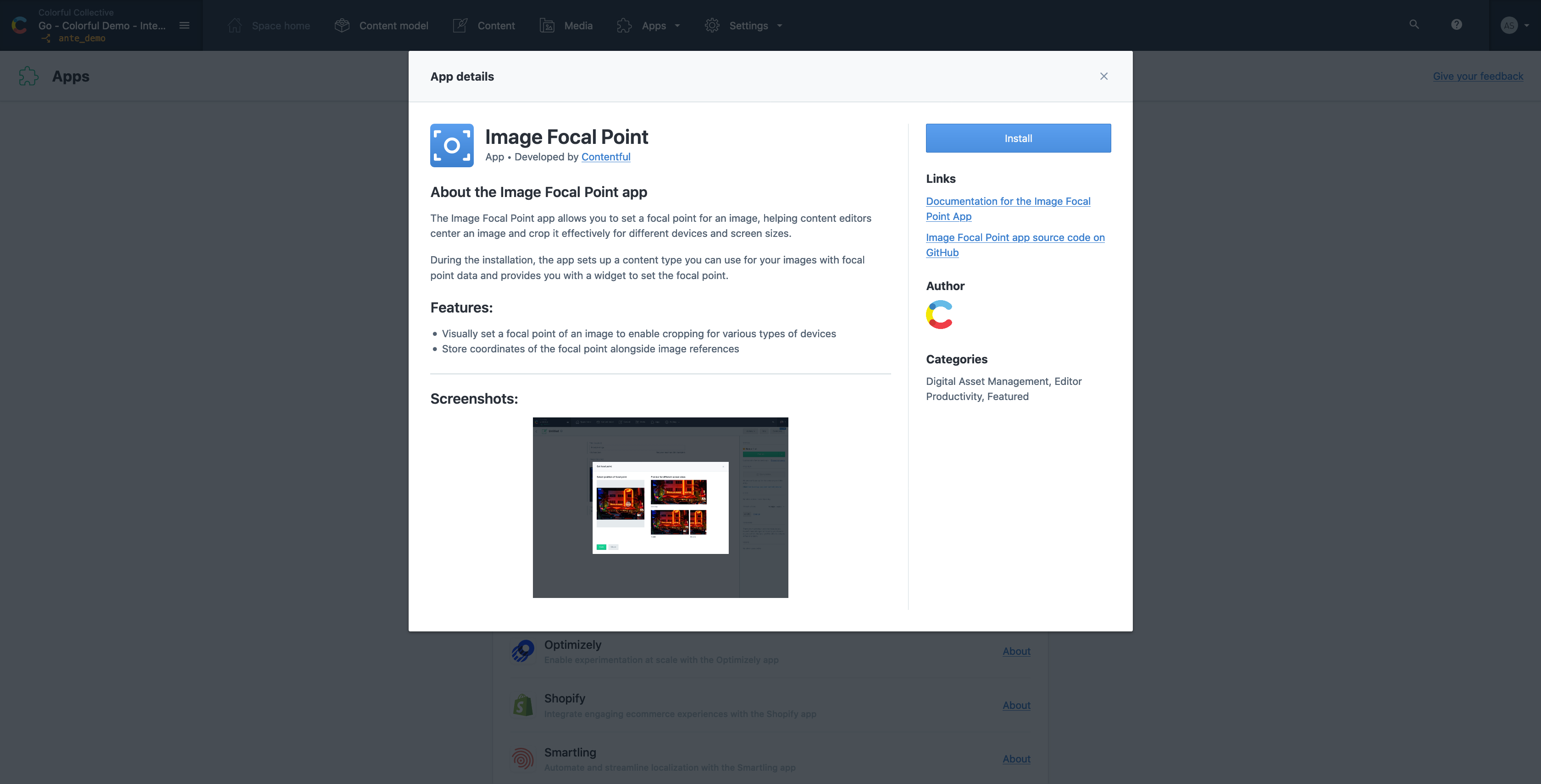 Contentful Screenshot