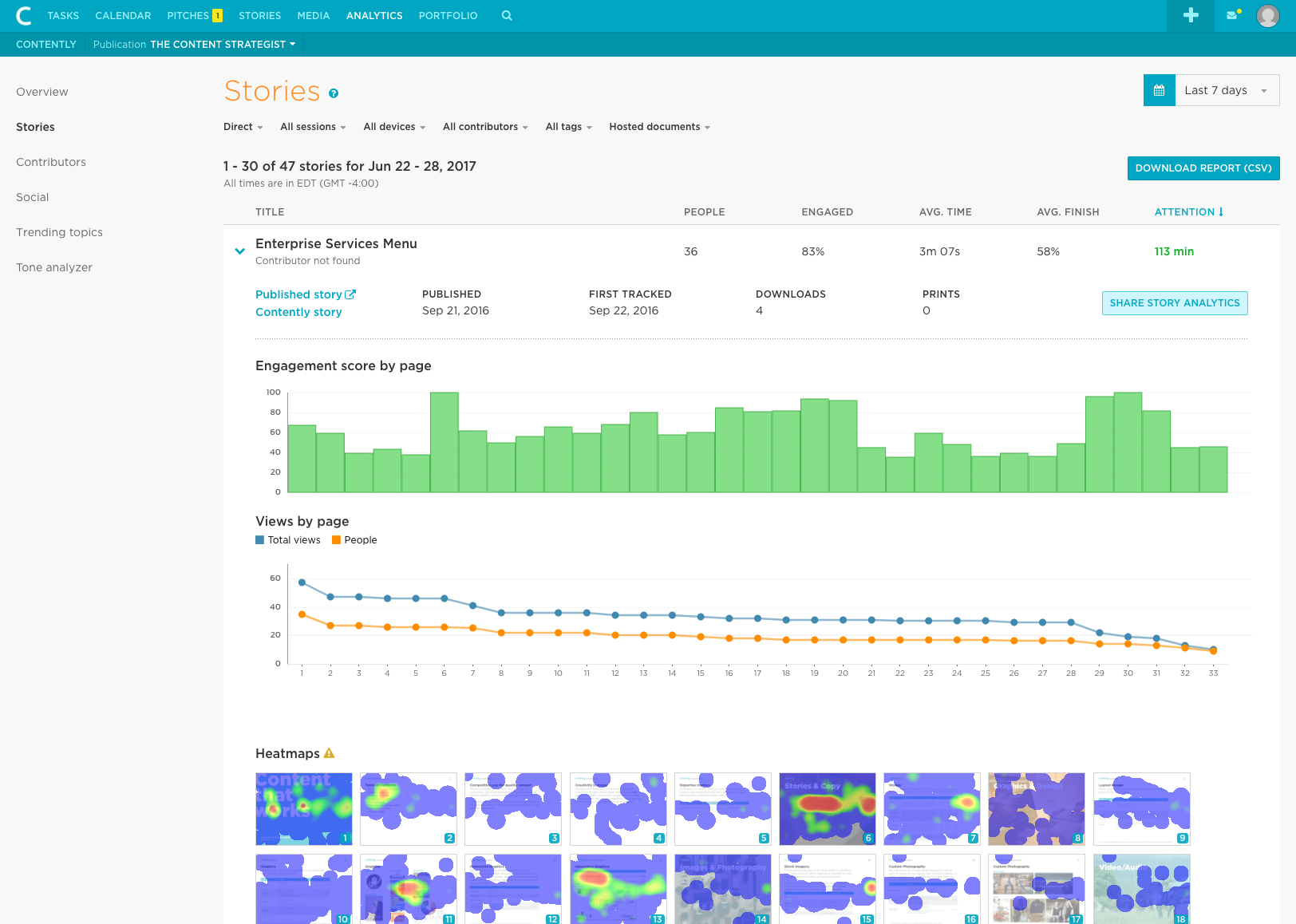 Contently screenshot & Video