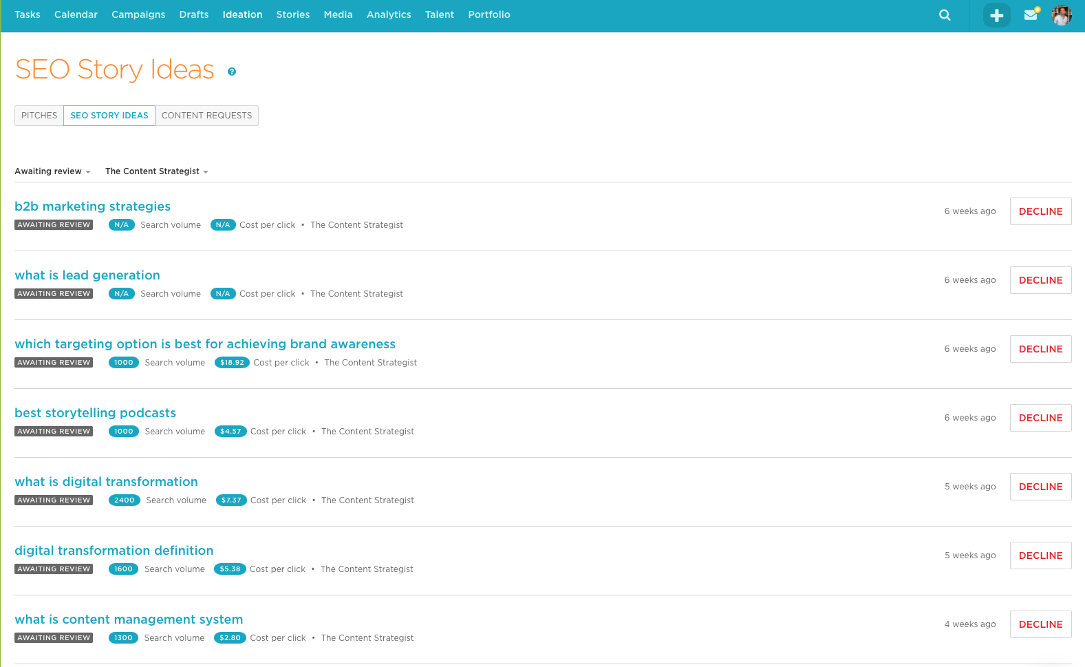 Contently screenshot & Video