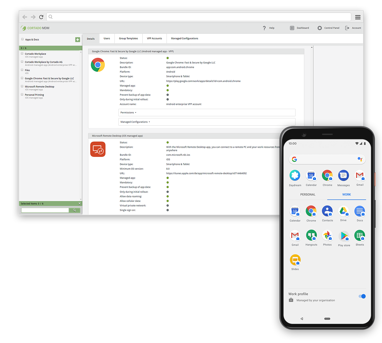 Cortado MDM Screenshot