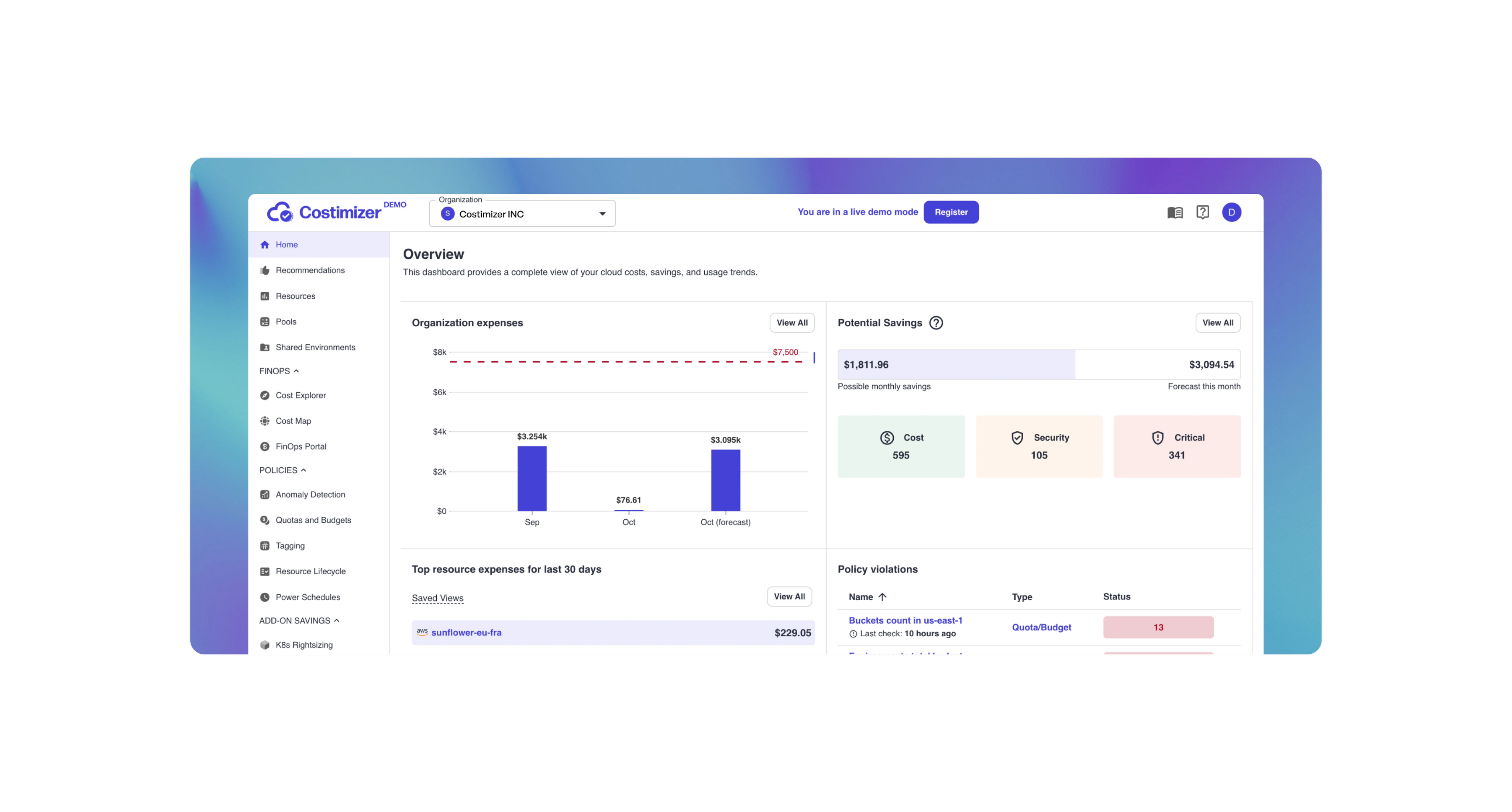 Costimizer Screenshot
