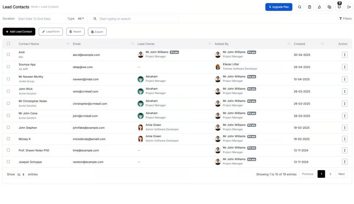 CRMLeaf Screenshot