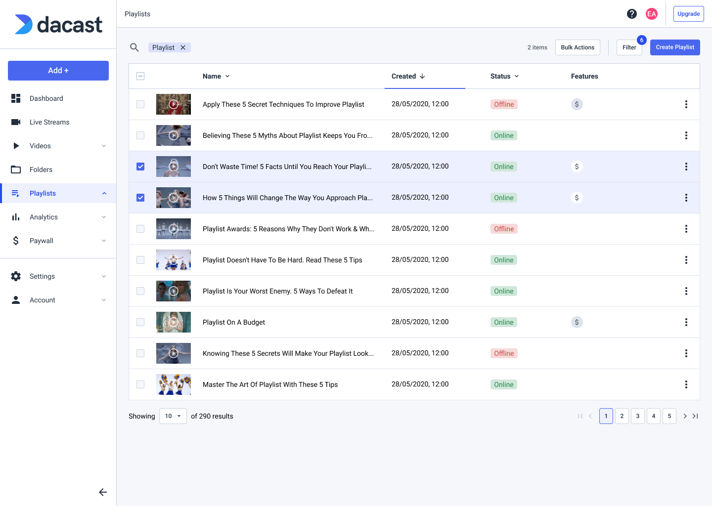 Dacast Screenshot