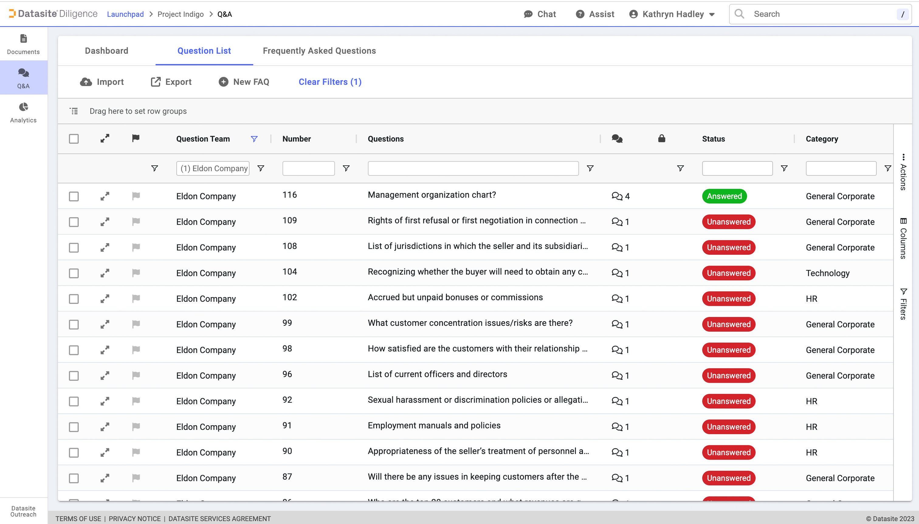 Datasite Diligence screenshot & Video