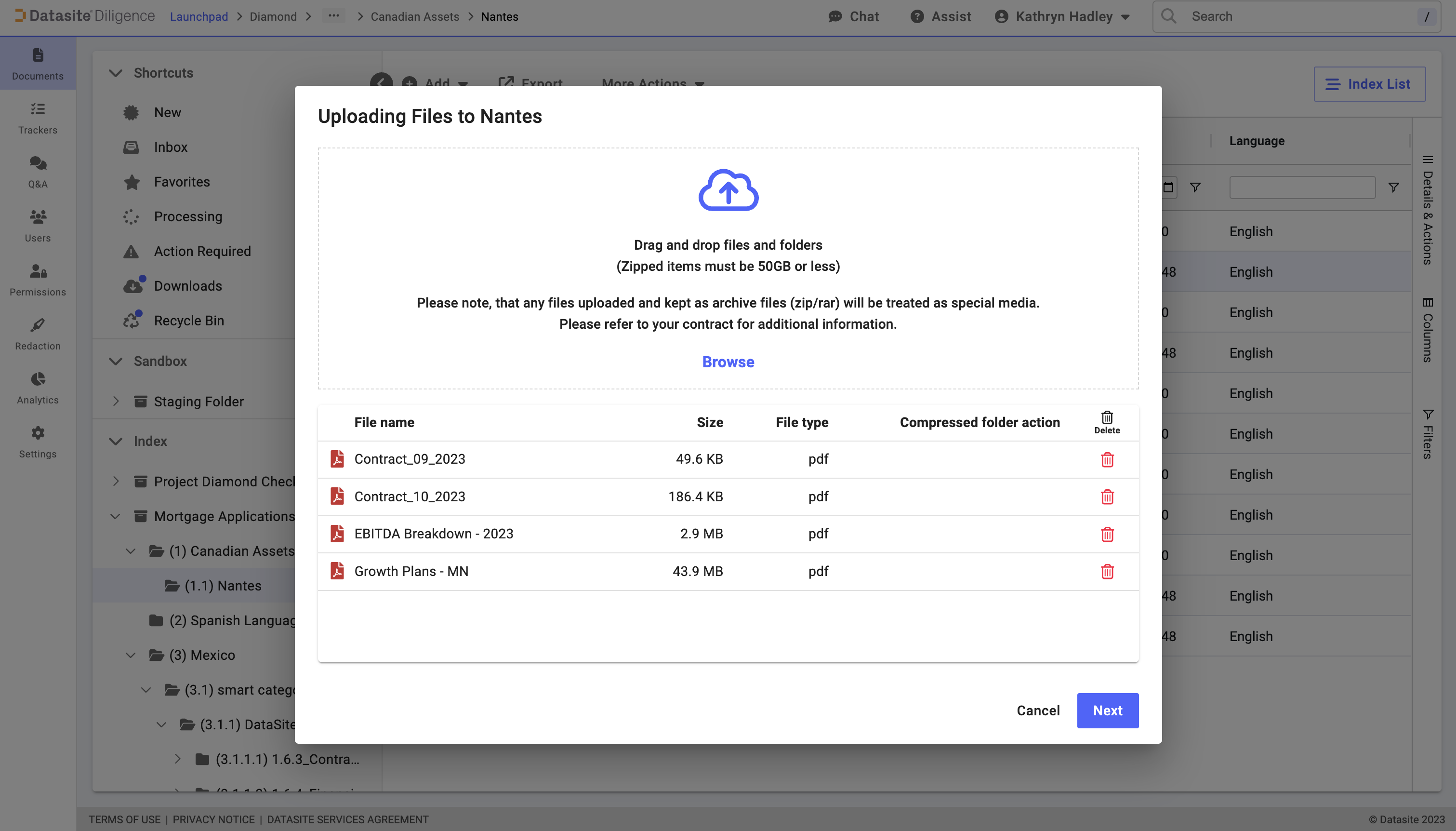 Datasite Diligence screenshot & Video