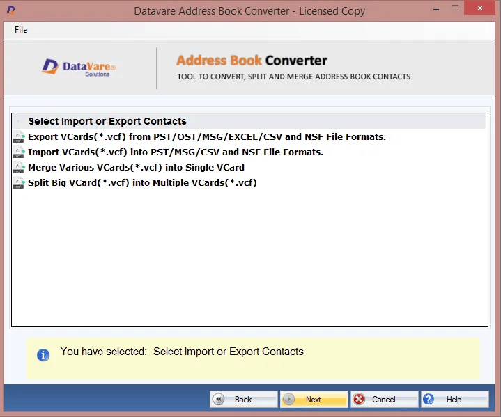 Datavare Address Book Converter Screenshot