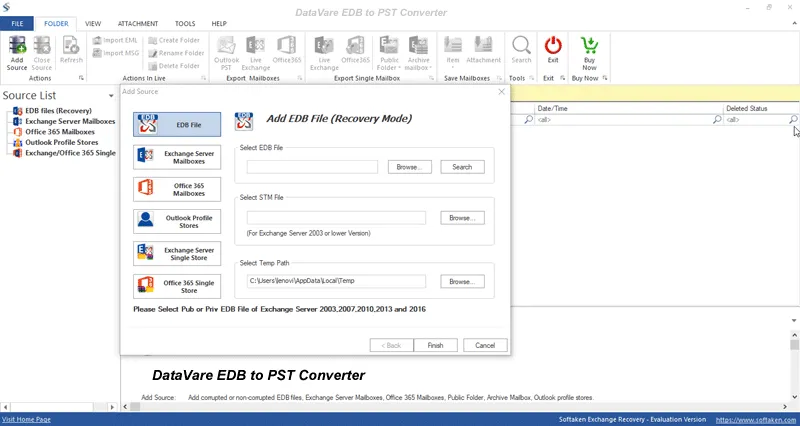 DataVare EDB to PST Converter Screenshot