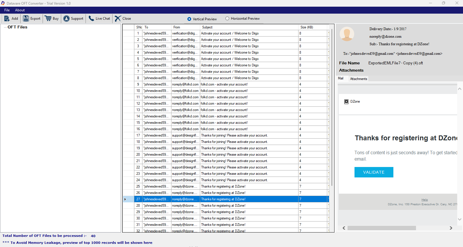 DataVare OFT to MSG Converter Expert Screenshot