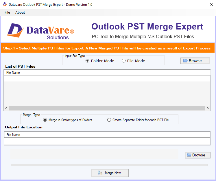 DataVare Outlook PST Merge Expert screenshot & Video